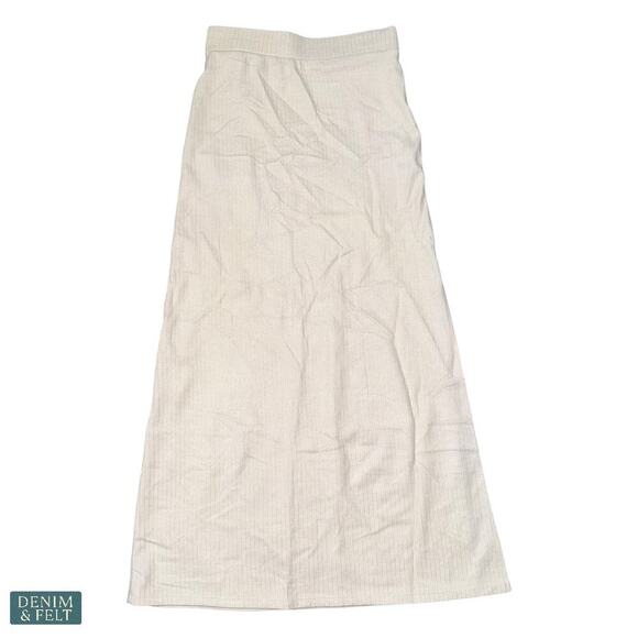 Halara Ribbed High Waisted A-Line Maxi Skirt Whisper White Beige Small NWOT - Picture 3 of 8